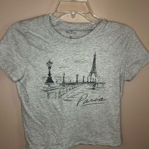 Hollister Gray Paris Graphic Crop Top